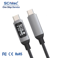 Schitec 60W PD-Kabel mit Echtzeit-Leistungsanzeige, Aluminiumlegierung, sicheres Laden, USB-C-auf-C-Kabel mit Nylonummantelung für Laptop und Smartphone