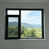 Ventanas Abatibles Modernas de Aleación de Aluminio Negro Yuantai con Doble Vidrio Templado para Baño, Uso en Casa/Villa