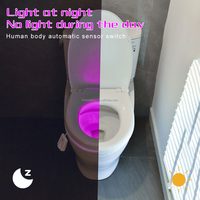 Lumière de toilette à double source lumineuse avec détecteur de mouvement et projecteur d'étoiles, lumière de nuit pour salle de bain rechargeable, couleur RVB, étanche