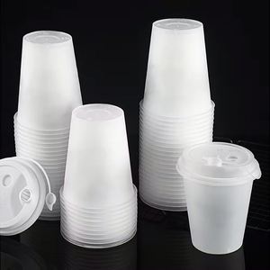 Vasos Desechables de PP de 400 ml (14 oz) con Logotipo Personalizado, de Pared Simple, 90 mm, Ecológicos, para Smoothies, Bebidas, Té con Leche, Jugos, con Tapas de Plástico Duro - Product Image 1