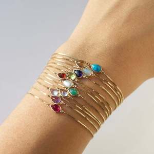 Lateefah Trendy Valentines Day Gift <span class=keywords><strong>2024</strong></span> Teardrop Acero inoxidable Custom Birthstone Bracelet - Product Image 1