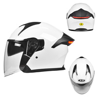 Casque de moto ouvert avec double visière et feux arrière LED intelligents certifiés DOT, casques de motocross demi-face AD Factory