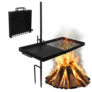 Parrilla Giratoria 360° Resistente para Fogatas, Parrilla Ajustable en Altura para Fogatas, Rejilla para Asar, Parrilla para Barbacoa para Acampar con Bolsa de Transporte - Product Image 1