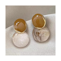 Pendientes Colgantes Coreanos Vintage al por Mayor, con Colores Contrastantes y Geometría Irregular, Pendientes de Esmalte para Mujer