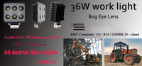 36w flood led camion feux de remorque 4 pouces 12v carré feux de travail led voiture offraod camion systèmes d'éclairage
