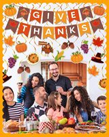 Décorations de Thanksgiving, Bannière « GIVE THANKS » avec spirales suspendues pour mur intérieur, Décoration Friendsgiving pour bureau, maison, salle de classe