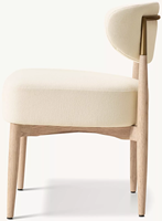 Chaise de salle à manger en chêne massif, style tubulaire moderne, avec pieds coniques élancés de style sculptural et assise rembourrée en tissu moelleux