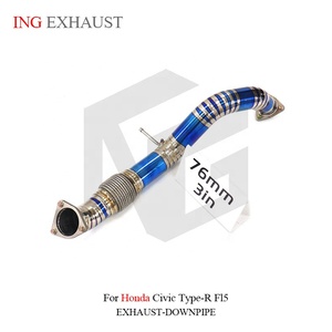 ท่อหน้า ING Titanium 76 มม. (3 ท่อ) สำหรับ Honda Civic Type-R FK8 FL5 น้ำหนักเบาพิเศษ ประสิทธิภาพสูง อะไหล่แต่งเพิ่มสมรรถนะ ขายส่ง - Product Image 2