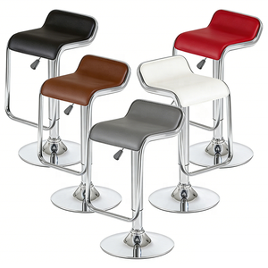 Tabouret de bar réglable en hauteur en PU, <span class=keywords><strong>chaise</strong></span> de bar pivotante profilée en forme de S avec base chromée et repose-pieds - Product Image 1