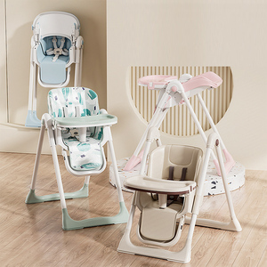 Chaise haute pour bébé, hauteur réglable, pliable, base pivotante en forme de L, caractéristiques de sécurité durables, adaptée à la salle à manger à domicile pour les enfants - Product Image 2