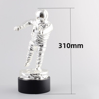 Grande sculpture d'astronaute en métal argenté poli de 31 cm, trophée, ornement créatif pour salon et meuble TV