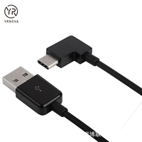 Kabel USB 3A Tipe C 3.0 Pengisian Cepat 90 Derajat Sudut Kanan A ke C Berlapis Pelindung Nilon Datar Pita 90 Derajat Kabel USB Tipe C