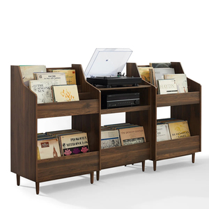 China Supplier 3 Piece Vinyl <b>Record</b> Storage Cabinet Set Mid Modern Player <b>Stand</b> Turntable in Walnut - Product Image 1