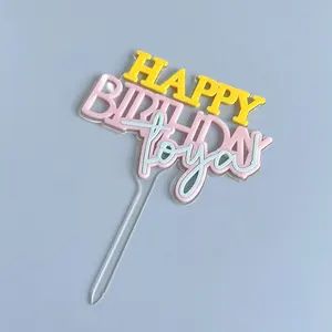 DIY 1st Birthday Party Supplies Acrylic Double Layer Happy Birthday To You Cake Topper Supplier Baby Shower Party Decoration