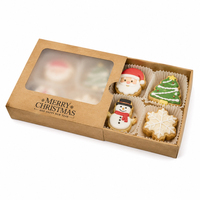 Caja de Galletas Navideñas al por Mayor XJY, Caja Pequeña Deslizante de Papel Kraft con Ventana Transparente Esmerilada de PVC