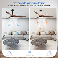 Ventilateur de plafond contemporain de 48 pouces en ABS avec télécommande intelligente, technologie à inverter et éclairage LED pour l'installation dans le salon