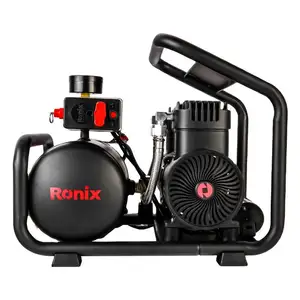 Ronix New Design Oil-Free Air Compressor 110v 220v Twin Stack Cast Iron 1.1HP 6L Portable Silent Air Compressor Supplier