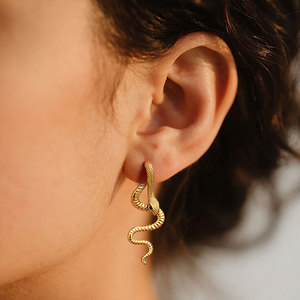 Pendientes de Serpiente de Acero Inoxidable 316L Coreanos al por Mayor, Chapados en Oro PVD de 14k y 18k, Joyería de Alta Calidad para Mujer - Product Image 1