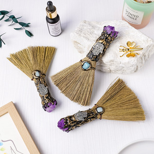 Mini <span class=keywords><strong>scopa</strong></span> di cristallo di ametista naturale-decorazione fatta a mano della <span class=keywords><strong>scopa</strong></span> della <span class=keywords><strong>strega</strong></span> di Halloween con dettagli Geode viola - Product Image 4