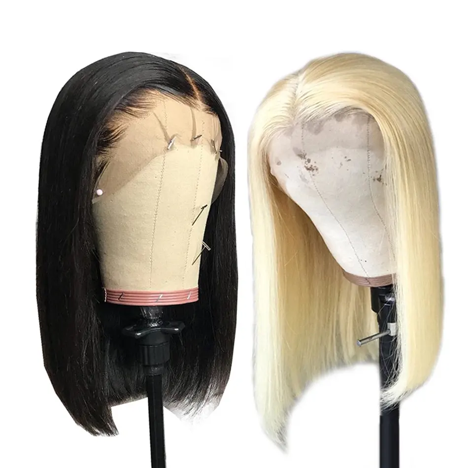 wholesale Brazilian short hd 13*4 lace front bob wigs for african american black women100%remy cuticle aligned virgin human hair