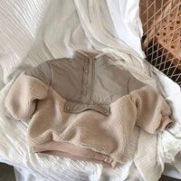 Manteau d'hiver chaud et épais en velours côtelé rembourré de coton pour bébés filles, coupe ample, patchwork, doublure en fausse fourrure, sweat à capuche unisexe