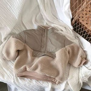 Manteau d'hiver chaud et épais en velours côtelé rembourré de coton pour bébés filles, coupe ample, patchwork, doublure en fausse fourrure, sweat à capuche unisexe - Product Image 1