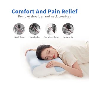 Bantal busa memori ortopedi ergonomis, untuk tidur mendalam, penopang leher tengkuk dengan penutup yang dapat dilepas, pemijat untuk nyeri leher - Product Image 2