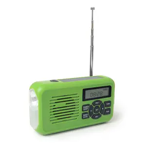 Khẩn cấp Hand Crank đài phát thanh 2000mAh USB Charger FM AM noaa thời tiết đài phát thanh với 100lm Đèn năng lượng mặt trời đài phát thanh