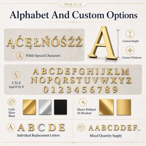 Lettere e Numeri Personalizzati in Acciaio Inossidabile Dorato per Lapidi e Monumenti Cimiteriali con Alfabeto Polacco - Product Image 5