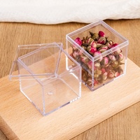 Boîte de boulangerie industrielle carrée transparente en PS de qualité alimentaire 55x55x55mm 150ml, fabriquée au Guangdong pour macarons, bonbons et salades de petite taille