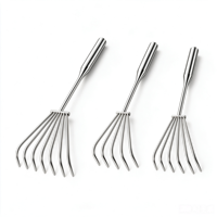 Râteau de jardin télescopique en acier inoxydable à 3/5/7 dents, manche métallique, 312g/359g/408g, outil de jardinage pour désherber et ameublir la terre, plage