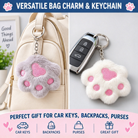 Porte-clés en peluche patte de chat douce de 4 pouces, breloque de sac en forme de griffe, prix pour machine de jeu d'arcade de centre commercial, stock direct usine