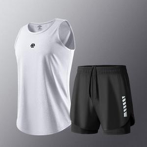 <span class=keywords><strong>Dkr</strong></span>. Abbigliamento Fitness Uomo 2 in 1 Canotta Leggera Estiva in Seta Ghiaccio ad Asciugatura Rapida Completo Sportivo Professionale per Maratona - Product Image 6