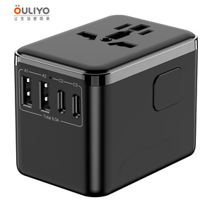 OULiYO Travel <b>Adapter</b> 4 <b>USB</b> Ports 6A Universal <b>Plug</b> Global Charging Converter For International Use - Product Image 3