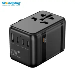 Worldplug PD 70W Fast Charge Mobile Phone Tablet Charging Travel Adapter International Universal Charger Adaptor