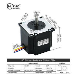 HLTNC Nema23 Motor paso a paso 57HS51 Diámetro del eje 6,35 MM Motor paso a paso de 2 fases 1.1N.M utilizado para máquina CNC - Product Image 5