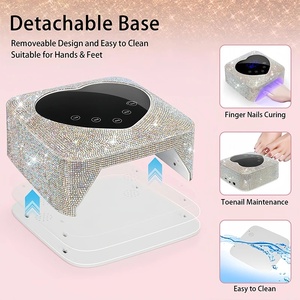 72W Rechargeable Cordless Manicure Pedicure Machine UV LED Nail Lamp with Heart Shaped Rhinestone Wireless Nail <b>Tools</b> - Product Image 4