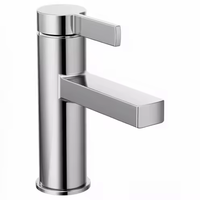Robinet de lavabo minimaliste en chrome poli à poignée unique avec bec plat rectangulaire, robinet de lavabo en zinc pour salle de bain