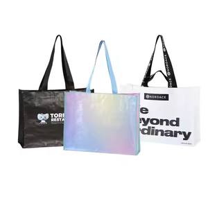 Sac en nylon tissé surdimensionné recyclable en gros d'usine avec fermeture éclair et doubles poignées pour les courses, les voyages, personnalisable - Product Image 1