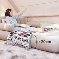 Canapé-lit gonflable floqué confortable, gonflage en un clic, matelas pliable en PVC pour le camping, couchage temporaire pour invités