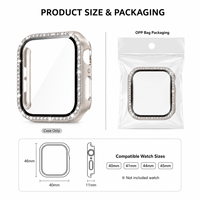 Étui de protection de luxe en verre trempé PC avec strass, chargement direct, anti-rayures, couverture intégrale pour montre connectée 40 41