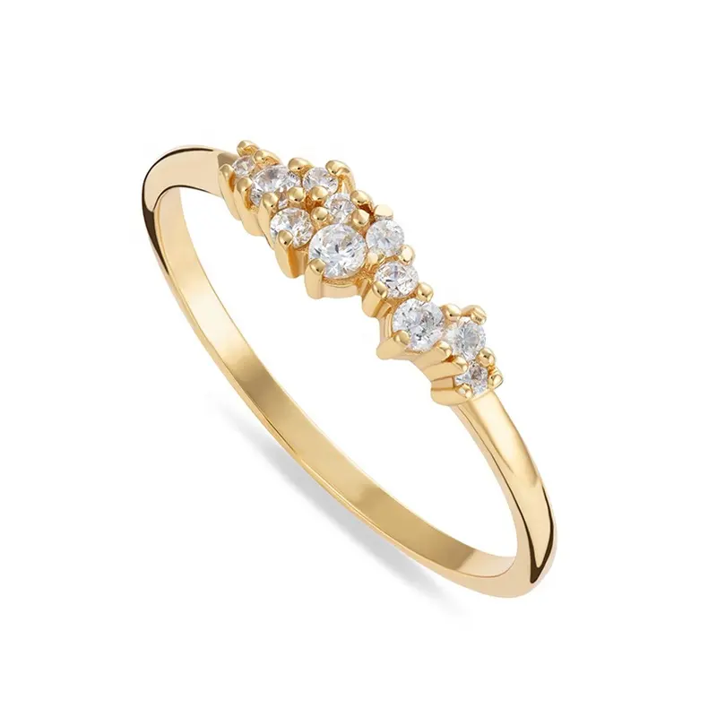 Gemnice jewelry fashion minimalista 925 sterling silver nuovi arrivi 14k placcato oro zircone cluster diamond star ring per le donne