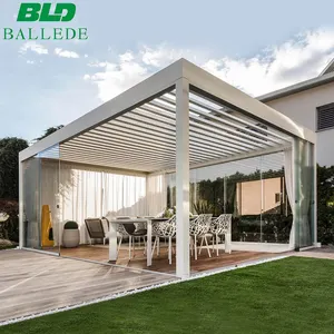 Muebles de jardín exteriores Sombreado Pérgola de aluminio Techo de PVC retráctil Pérgola eléctrica plegable con control remoto