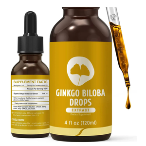 Haosen OEM/ODM 개인 라벨 은행 나무 <span class=keywords><strong>Biloba</strong></span> 잎 추출물 액체 60ml 방울 에너지를 제공하는 성인 임산부 할랄 - Product Image 1