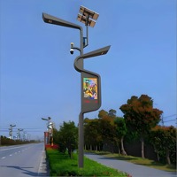 Nuevo Diseño de Farola Inteligente con Energía Solar, Poste Inteligente para Exteriores con Cámara CCTV y Pantalla LED para Ciudades Inteligentes