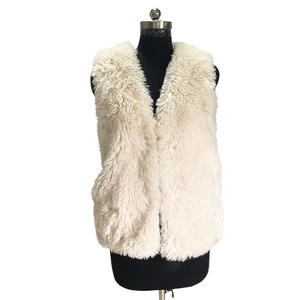 Manteau en <span class=keywords><strong>fausse</strong></span> <span class=keywords><strong>fourrure</strong></span> d'hiver personnalisé, blanc, fait main, sans manches, pour femmes - Product Image 1