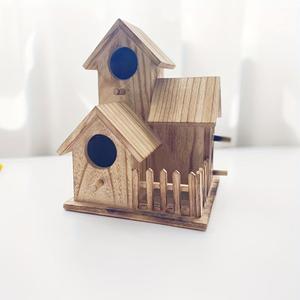 Casa de pájaros de madera 15x15x20cm, artesanía decorativa para exteriores para aves - Product Image 5