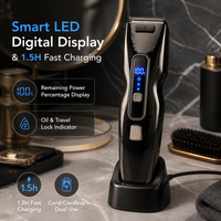 Tondeuse à cheveux professionnelle HSL-105121 avec écran LED, lame en céramique et titane, 4 réglages de longueur (0,8-1,8 mm), Turbo et verrouillage de voyage