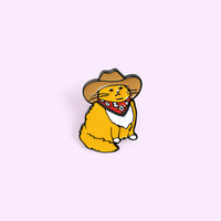 Dessin animé européen et américain créatif mignon western cowboy chat style broche mignon chat jaune manteau peinture badge