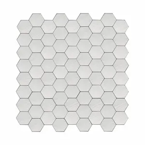 12 "X 12" Mosaico di Esagono Argento In Metallo Impermeabile di Alluminio Buccia & del Bastone di Metallo Backsplash per la Cucina In Pennello acciaio inox